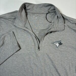NEW Toronto Blue Jays Antigua Quarter Zip Pullover 2XL Gray MLB Baseball 1/4